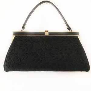 Vintage Verdi Black Floral Handbag
